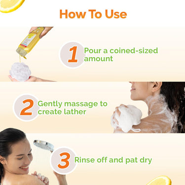 Mamaearth Vitamin C Moisturizing Body Wash with Vitamin C & Refreshing Lemon Scent for Skin Illumination- 275ml | Deeply Cleanses | Intensely Moisturizes | Long-Lasting Fragrance | Radiant Glow | All Skin Types (Pack of 3)